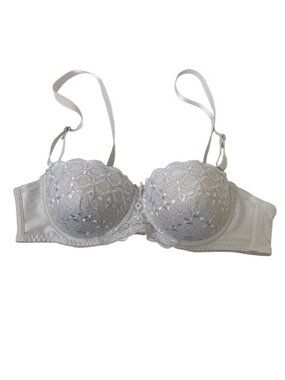 Rosa Ivory Lace Embroidered Balconette Bra 36B Convertible Strapless Style 3897